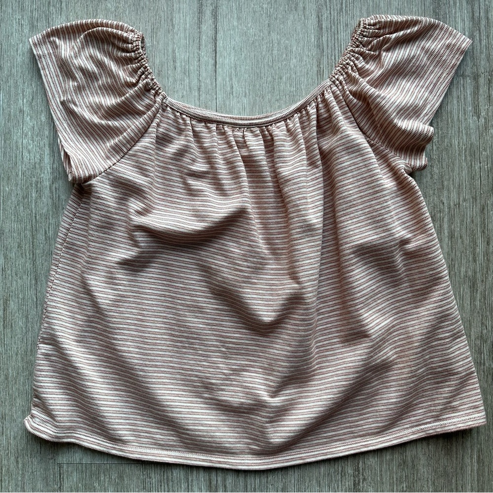 Convertible On-/Off- Shoulder Top, orange stripe